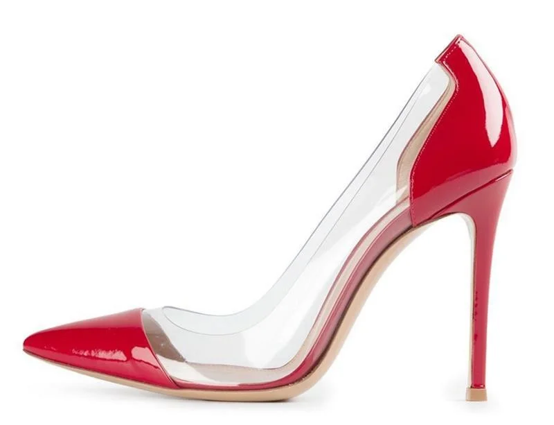 

2019 sexy pointed shallow transparent 10cm thin heel high heel women's versatile single shoe