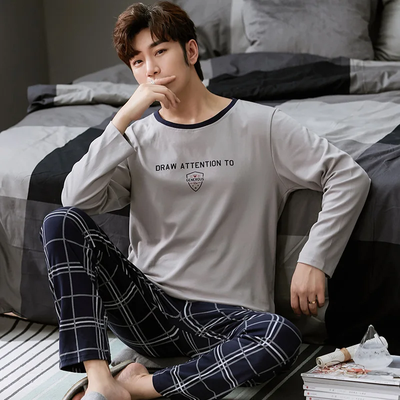 

Suit White Feather Pattern Male Loungewear Men Pajamas Set Summer Cotton Big Size L-4XL Pyjama Short Casual Sleepwear