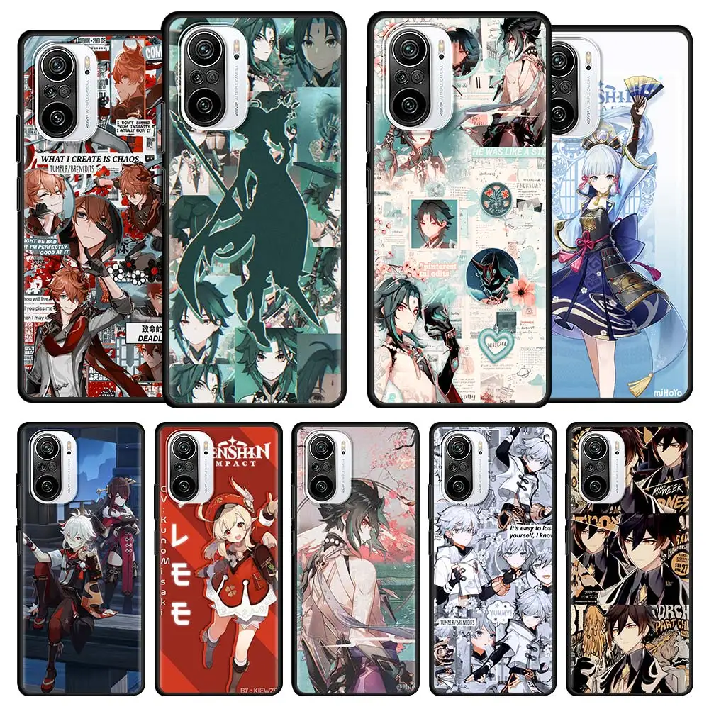

Genshin Impact Silicone Phone Case for Xiaomi Redmi Note 10 9 8 Pro 9A 9T 9S 7 9C 8T K40 Pro Plus Black Soft Funda Cover