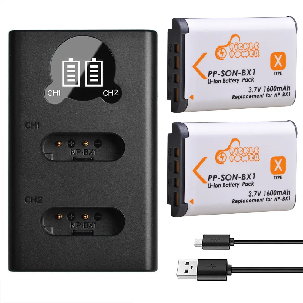 

1600mAh BX1 NP-BX1 Battery + Dual Charger for Sony ZV1 ZV-1 NP M8 DSC RX1 RX1 II RX100 M3 M2 RX1R WX300 HX300 HX400 HX50 HX60