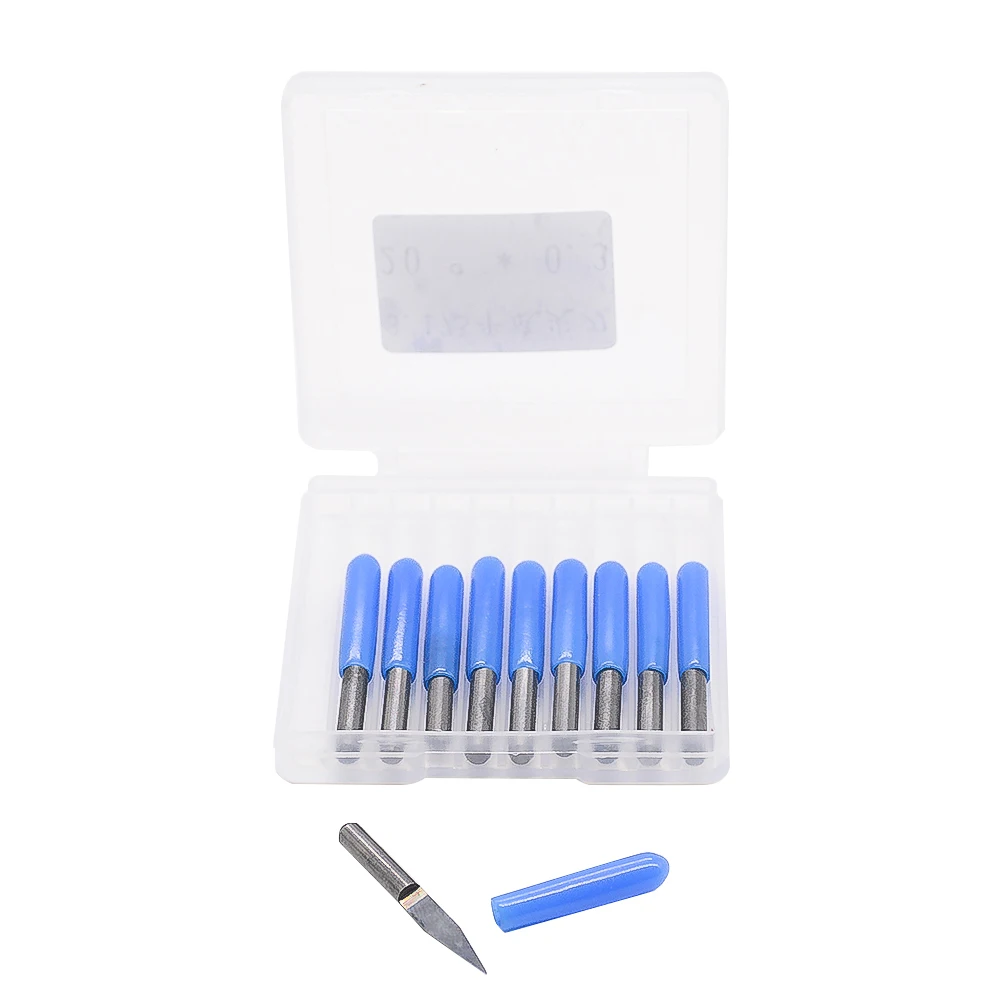 

10pcs 30Degrees 0.1mm PCB Engraving Bit V Shap Tip End Mill Tungsten Carbide PCB 3D Milling Cutter