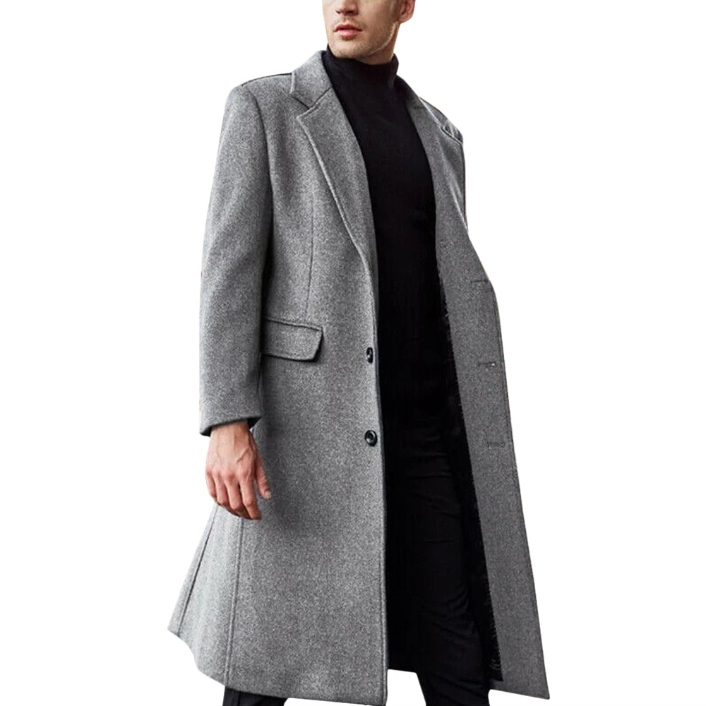 

Тренчкот Мужской однобортный с длинным рукавом, уличная одежда, повседневная длинная куртка, модная верхняя одежда, осень-зима