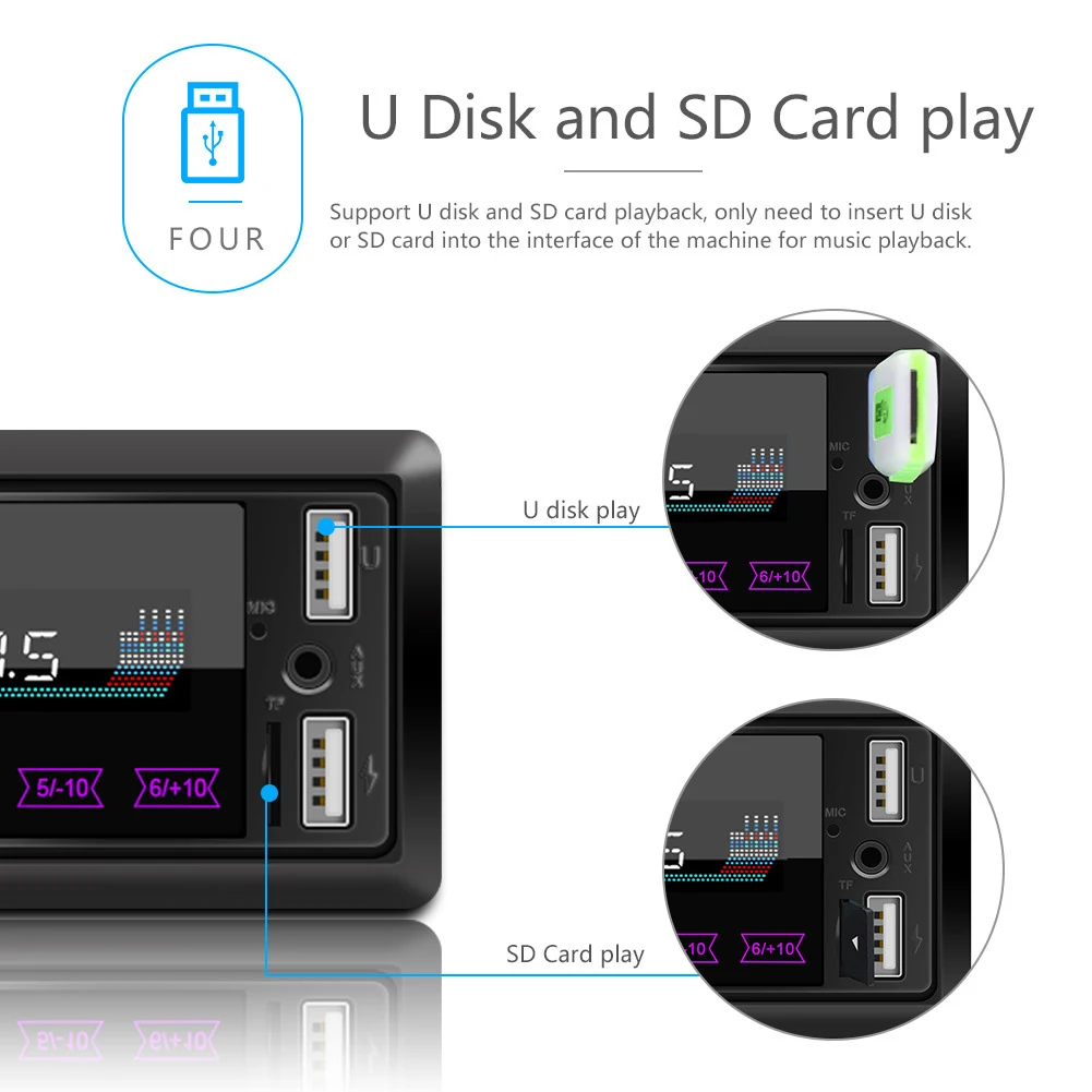 Автомобильный MP3 плеер с сенсорным ЖК экраном колонка двумя USB и Bluetooth функцией