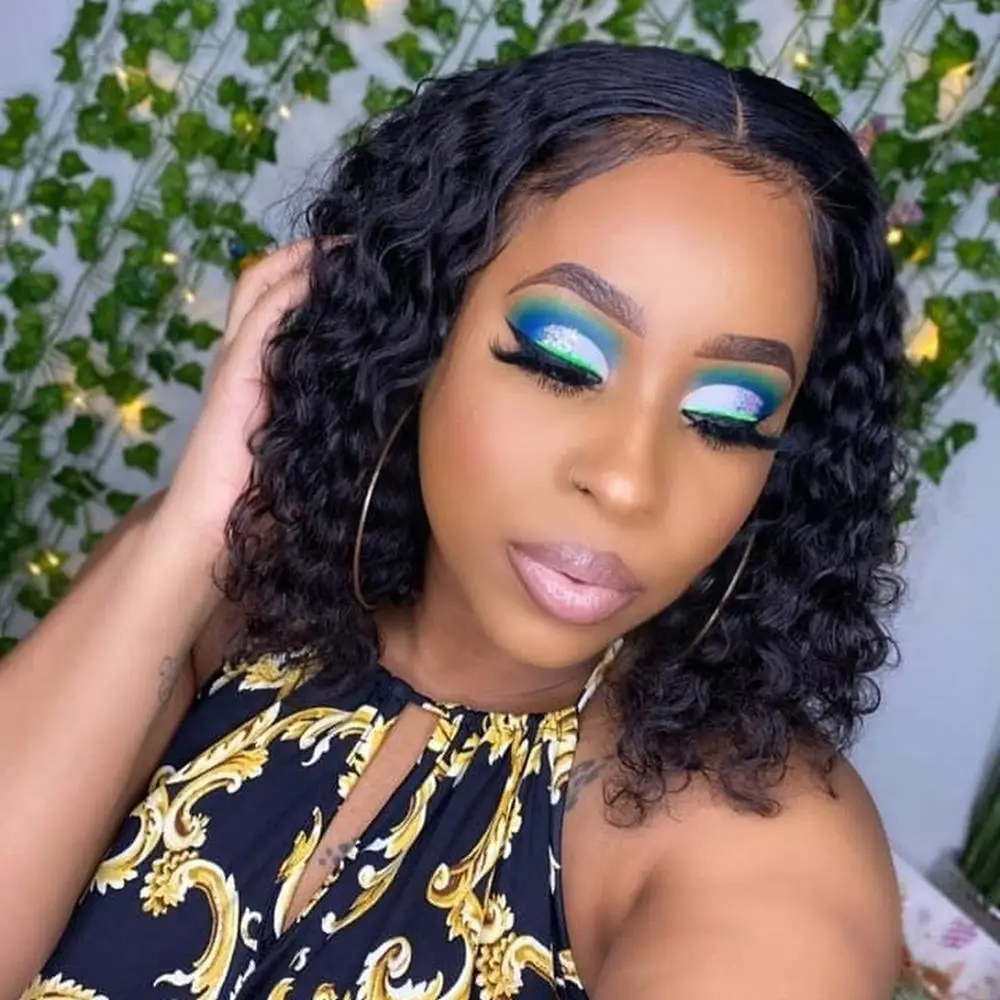 

360 Lace Frontal Wigs Kinky Curly Lace Front Wigs For Women Short Bob Wig Pre Plucked Malaysian Curly Human Hair