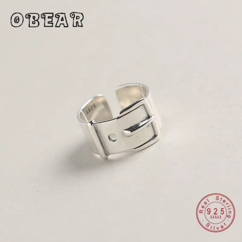 OBEAR в стиле панк 100% стандартное серебряное кольцо с ремнем дизайнерские Открытые