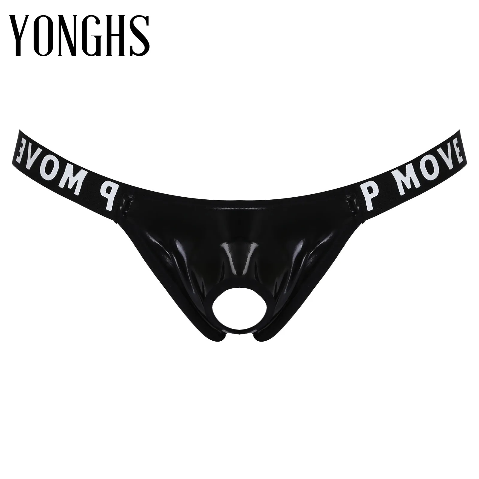 

Мужские пикантные стринги из лакированной кожи с Т-образной спинкой, трусы, нижнее белье, нижнее белье с буквенным принтом, ажурный пояс, с п...