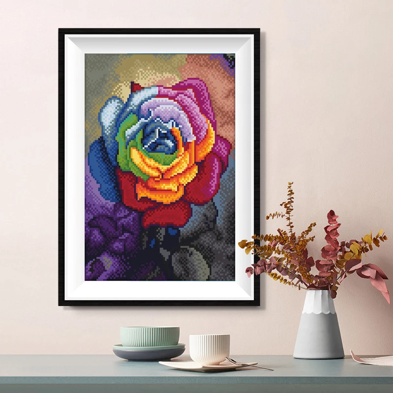 

YI BRIGHT 5D DIY Full Circle Colored Rose Painting Flower Mosaic Cross Stitch Mosaic Home Decoration Wall