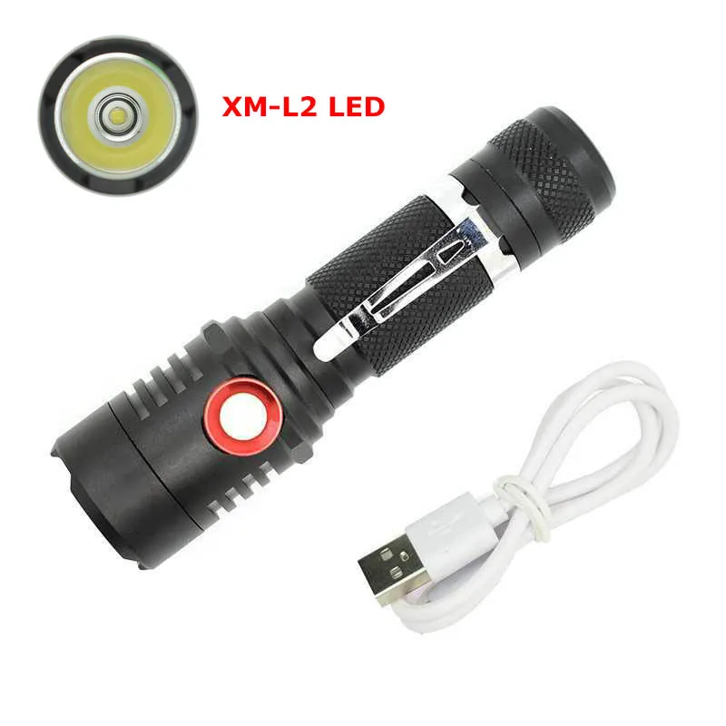 Тактический фонарь светодиодный перезаряжаемый от USB из алюминиевого сплава 18650