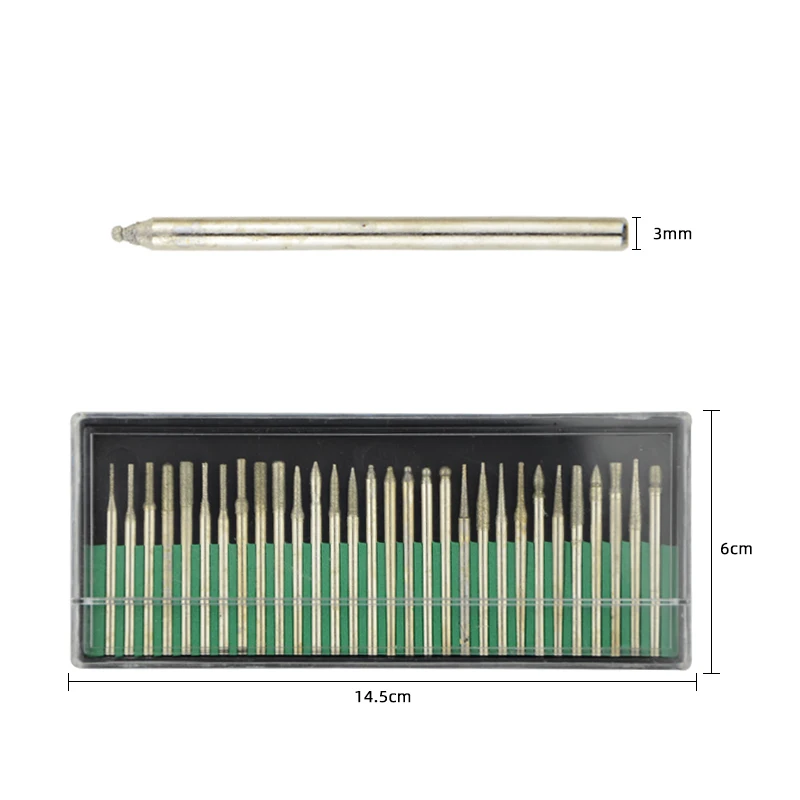 Pinkman 2 30PCS Shank Diamond Grinding Burr Needle Point Engraving Carving Polishing Drill Bit Rotary Tool Set Dremel Accesorios |