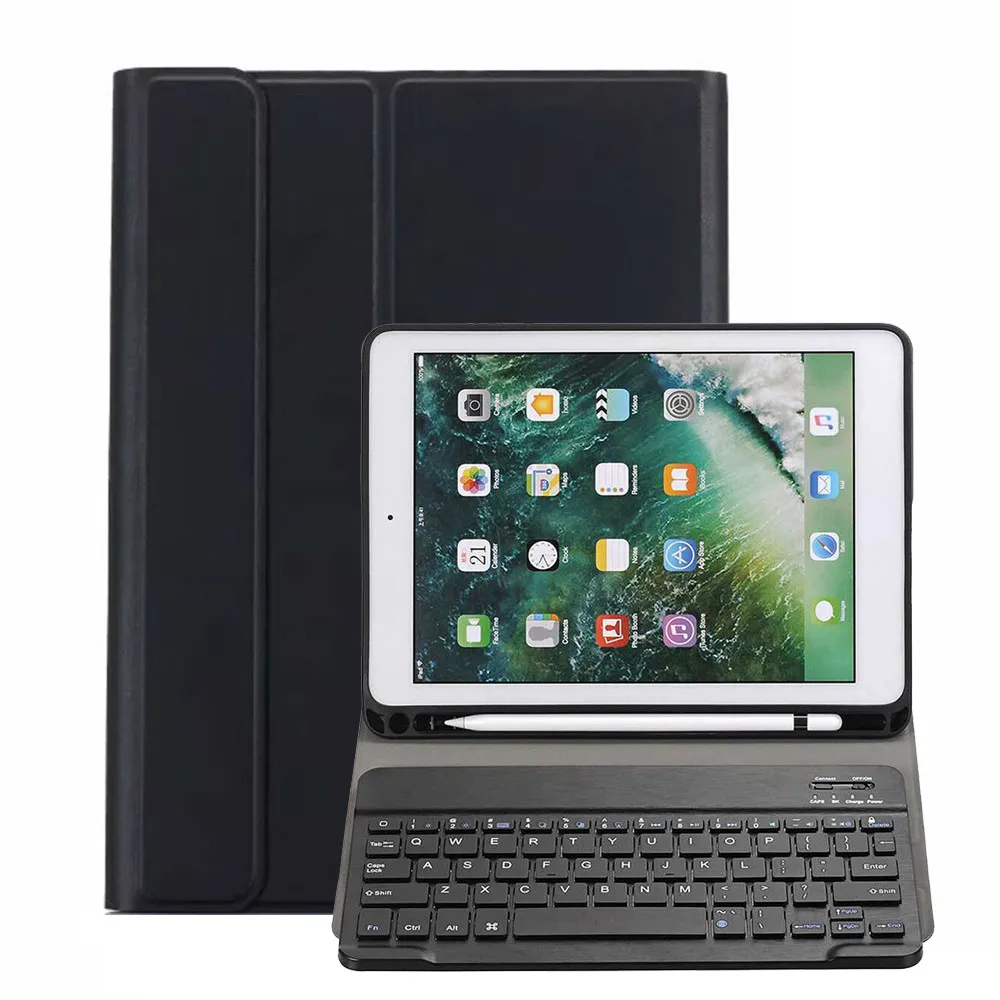 Кожаный чехол с клавиатурой для iPad 7th Gen 10 2 дюйма 2019 Встроенный держатель