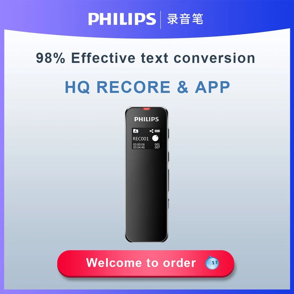 

Philips original Mini AI voice recorder Voice to Text Noice reduction 8GB