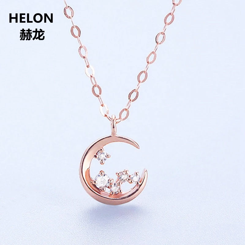 

Solid 18k Rose Gold Natural Diamonds Pendant Necklace Fine Jewelry Women Engagement Wedding Pendant Gift