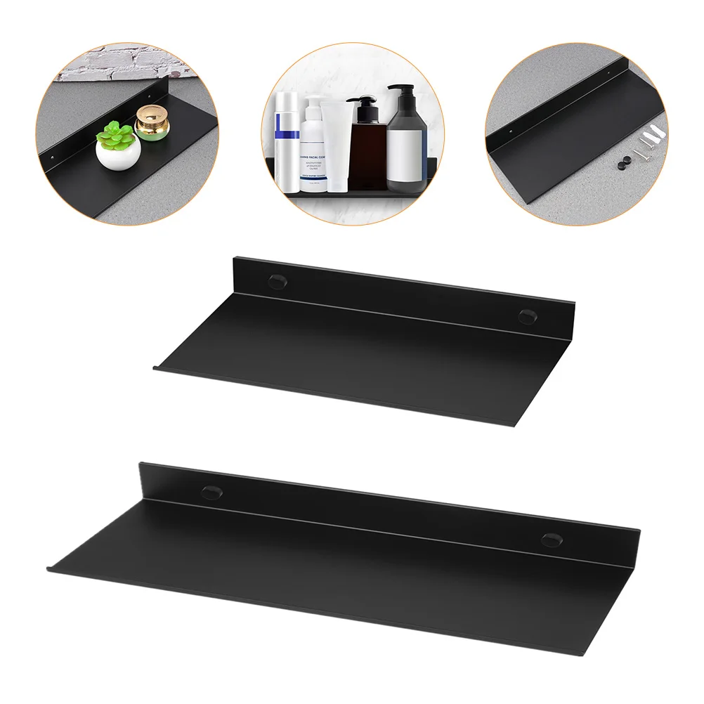 

1 Set of Wall-mounted Book Storage Shelves Bathroom Storage Racks (Black)