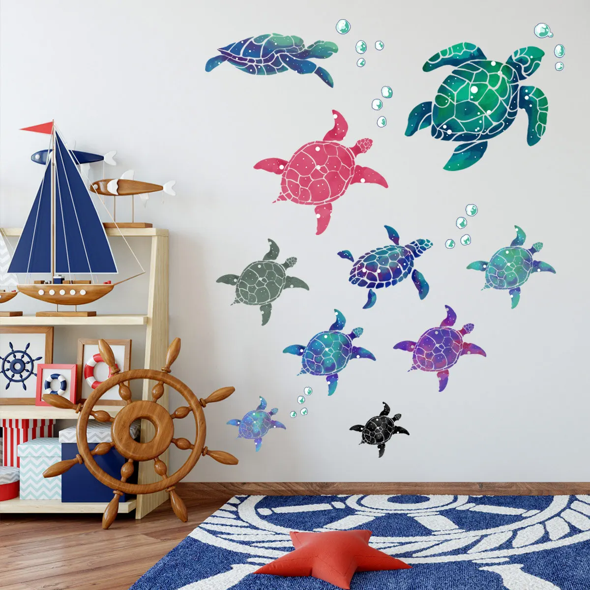 

Cartoon Multicolor Jellyfish Wall Stickers for Kids rooms Bathroom Nursery Background Wall Decorative Home Decor PVC Art Decals