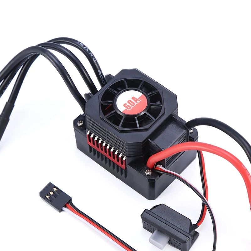 

GTSKYTENRC Waterproof 60A ESC Electric Speed Controller for RC 1/10 1/12 RC Car 3660/3670 Brushless Motor