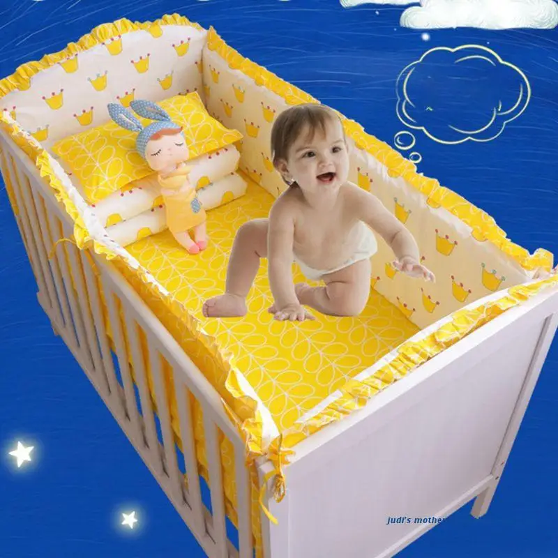 

5pcs Cotton Baby Bedding Set Washable Universe Design Toddler Crib Bumper Bed Sheet Pillowcase