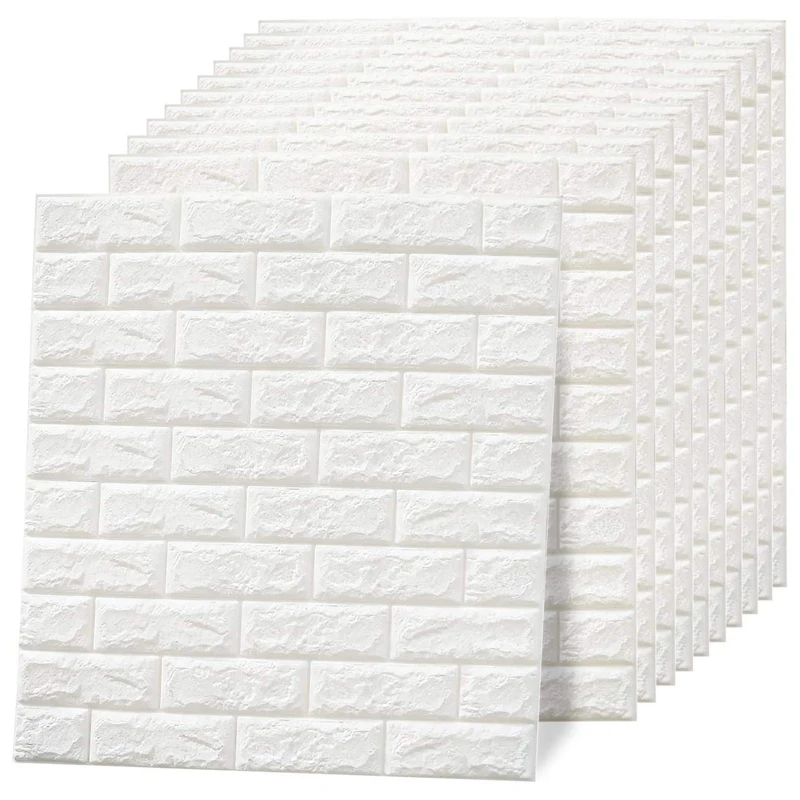 

3D Self-adhesive Wallpaper PE Foam White Wall Panels Removable Wall Panels Waterproof for Bathroom Decoration Living Room