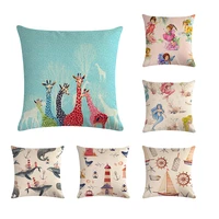 cartoon pattern cushion cover robot mermaid whale cushions custom linen throw pillows pillowcase decorative pillow cover