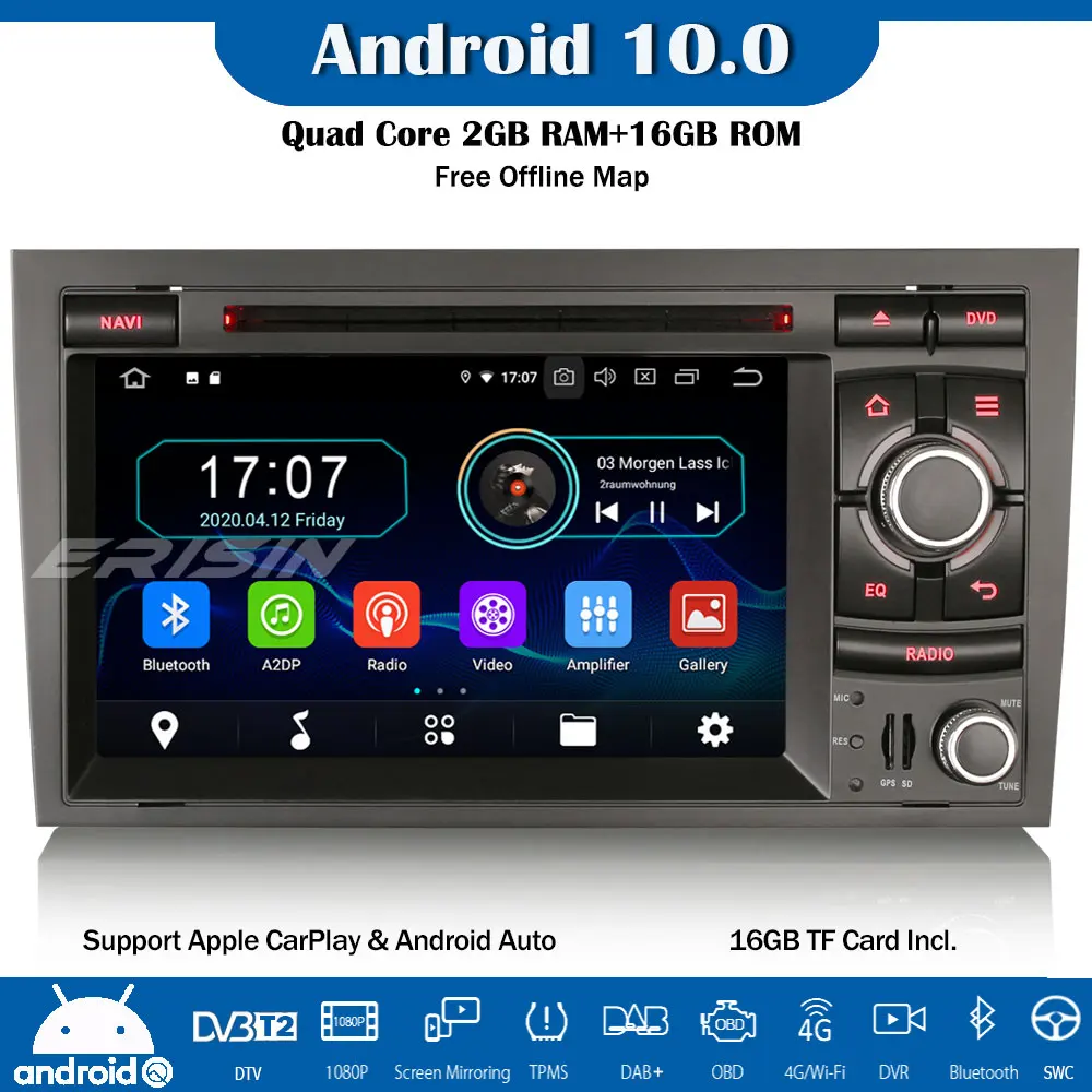 Erisin ES5974A Android 10 0 DAB + Автомобильное Стерео DVD Авторадио для Audi A4 B7 S4 RS4 RNS E Seat Exeo Wifi