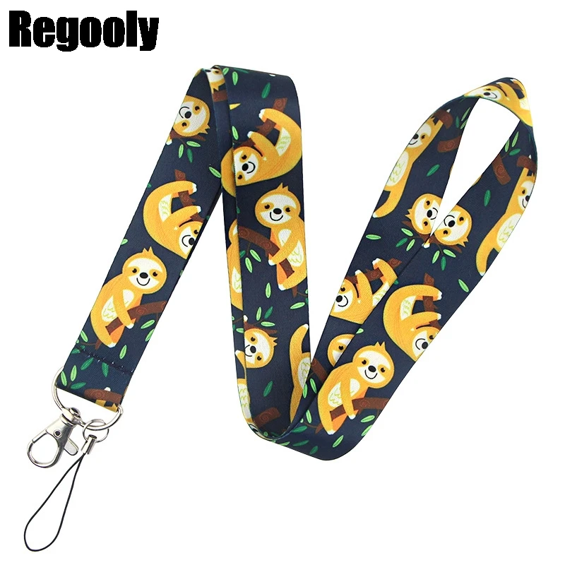

10pcs Sloth animal Neck keychain necklace webbings ribbons Cartoon Neck Strap Lanyard ID badge holder Keychain Lanyards gifts