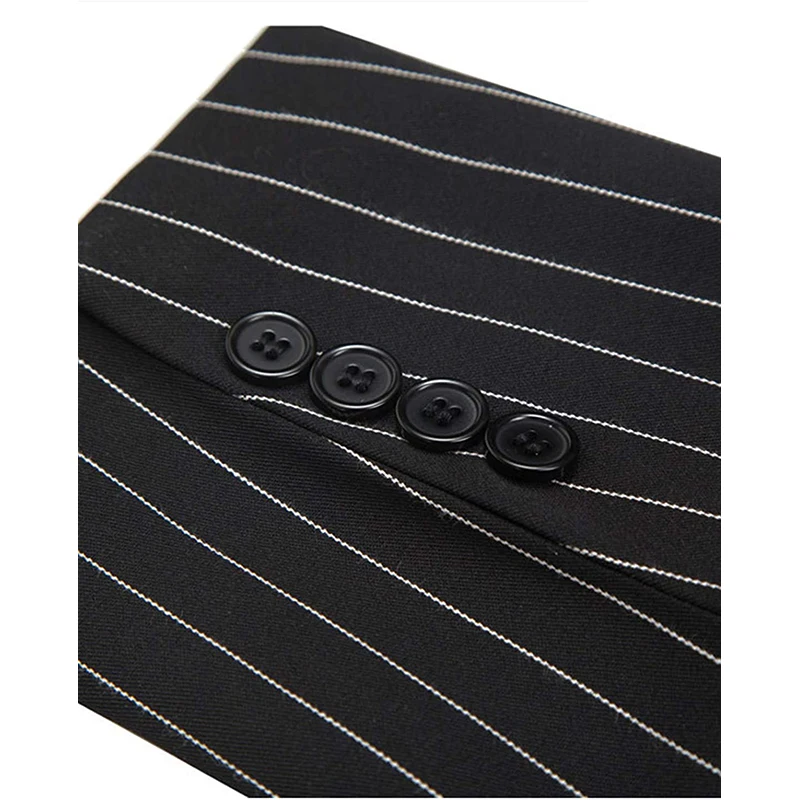 

Mens Classic Stripe Slim Fit Suits 3 Piece Jacket Vest and Pants Groom Wedding party Tuxedo Formal Office Business Blazer