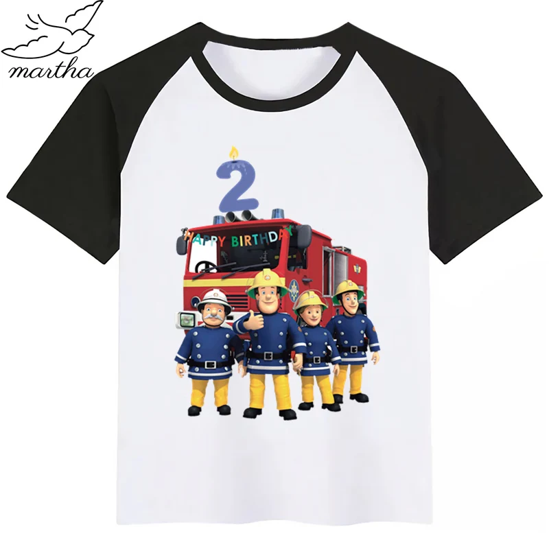 Одежда для детей с днем рождения номер 1 9 героями мультфильма Пожарный Сэм DIYKids