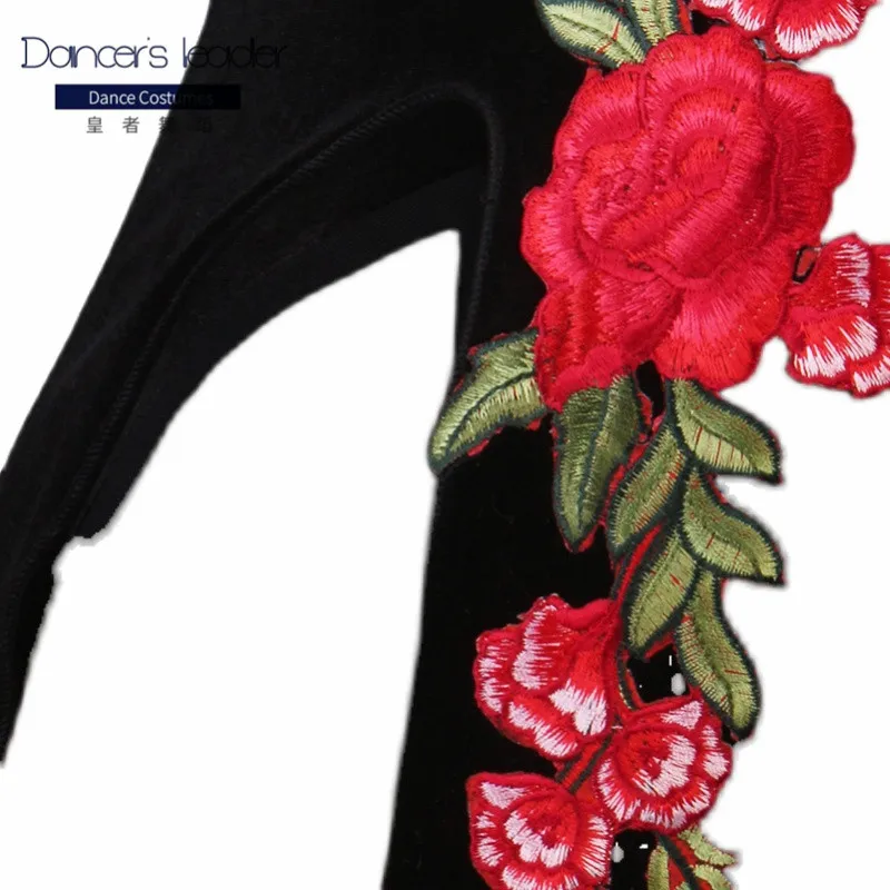 

Latin Dance Dress For Woman Practice Clothes Flower Embroidery Cha Cha Rumba Adult Elegant Performance Clothes