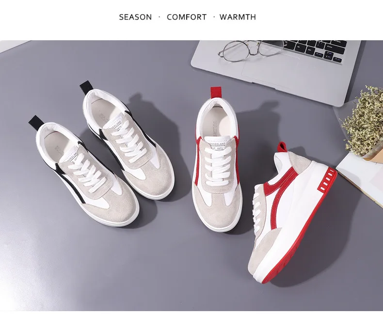 

Women Vulcanized Shoes Genunine Leather Breathable Shoes Platform Vulcanized Shoes tenis feminino Sneakers Lace Up Sneakers