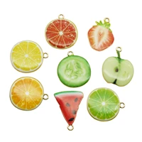 10pcs classics fruit shape pendant enamel alloy charms apple orange fashion women diy earrings keychain bracelet jewelry making