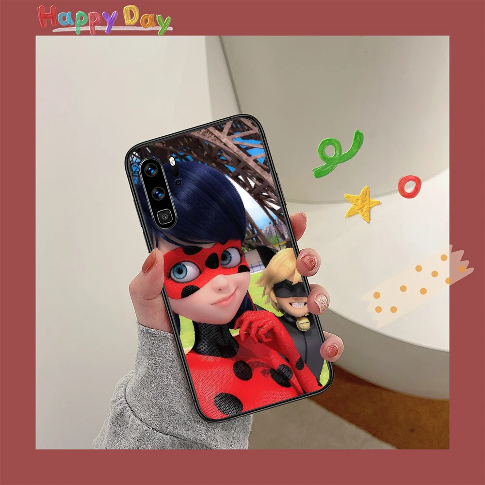 

Cute Seven Star Ladybugs Girl Phone Case For HUAWEI P 9 10 20 30 40 Lite smart Pro Z 2019 Nova 5T 6 7 i black Hoesjes Soft Prime