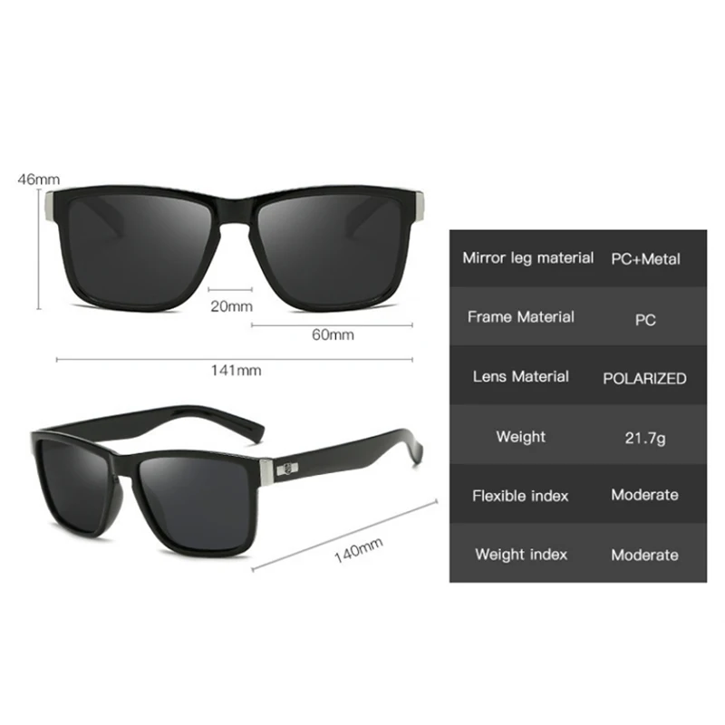 Мужские поляризационные солнцезащитные очки в квадратной оправе 3 шт. |