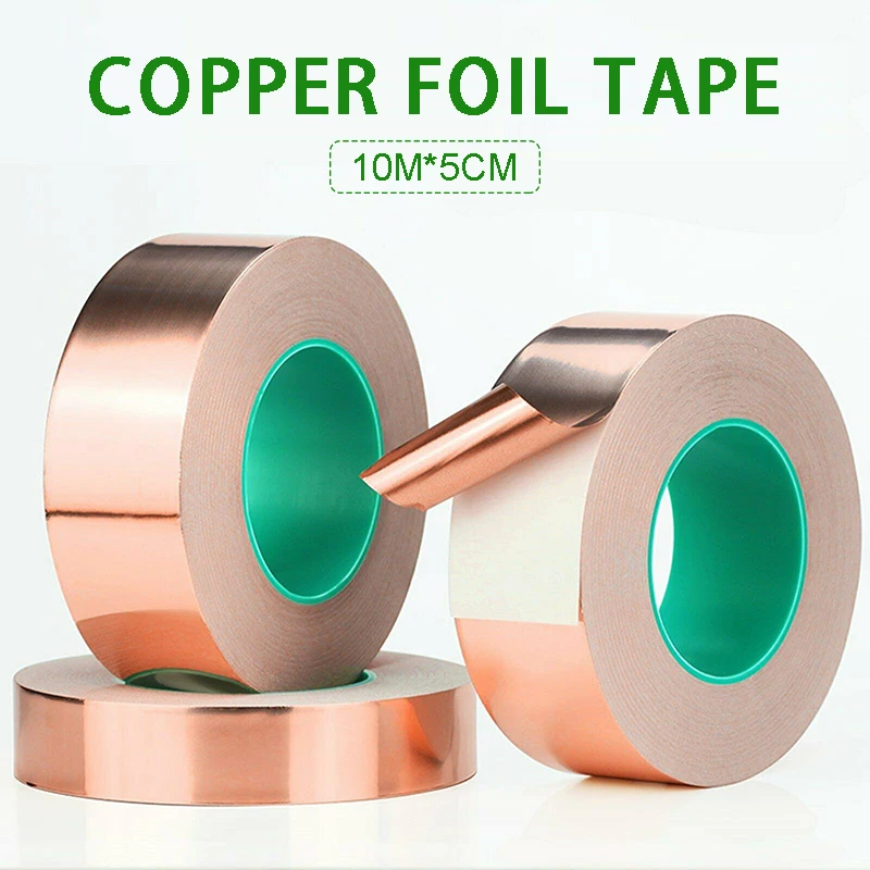 

Двухсторонняя медная фольгированная лента 10 м x 50 мм Электромагнитная электропроводящая клейкая лента