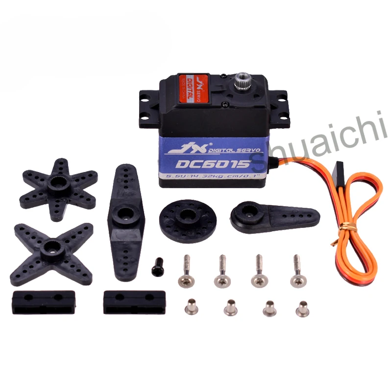 

1pc High Voltage JX DC6015 Core Digital Servo 15kg Large Torque Metal Gears CNC Shell Direction Control Parts for Airplane Model