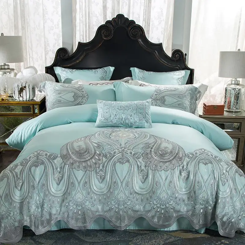 

40 Egyptian Cotton Lace Luxury Bedding Set White Queen King Double Bed sheet set Bed set Bed Cover set