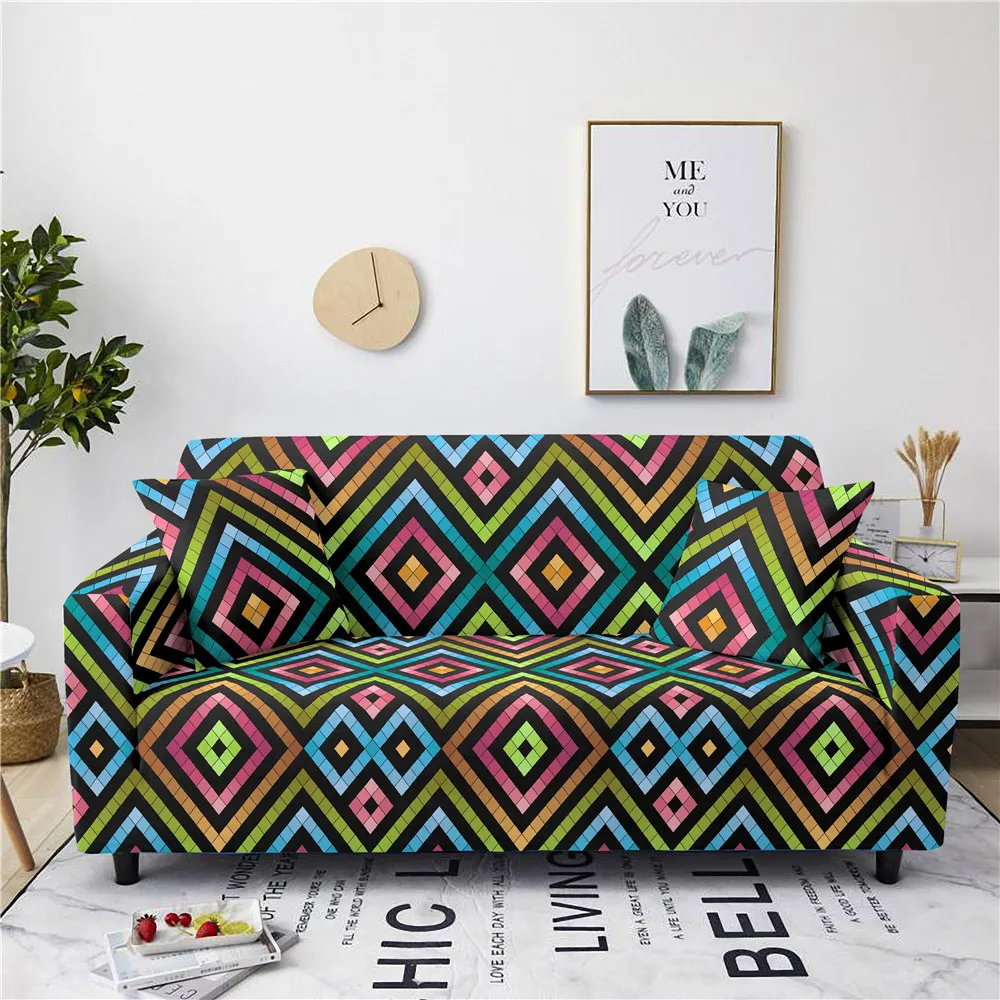 

Эластичный чехол для дивана с геометрическим рисунком, эластичное покрытие для углов гостиной, цветное защитное покрытие для мебели