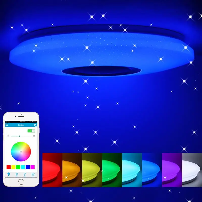 $41.03 Smart LED Ceiling Lights RGB Dimmable 36W 60W APP Remote Control Bluetooth Music Star Light Bedroom Diamond Shine Ceiling Lamp