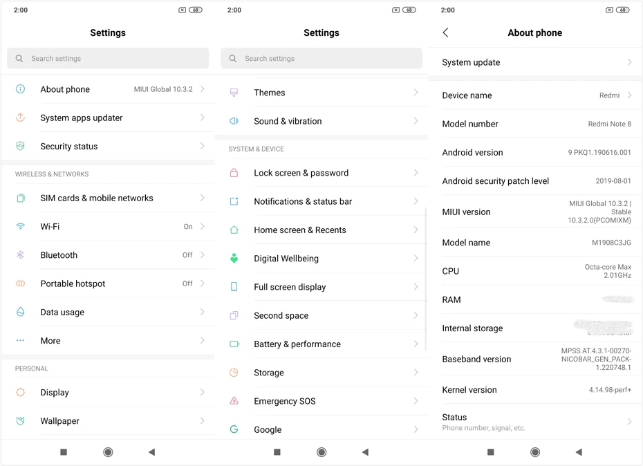 Смартфон Xiaomi Redmi Note 8 с глобальной версией, 3 ГБ, 32 ГБ, Восьмиядерный процессор Snapdragon 665, 4-мегапиксельная камера заднего вида, 6,3 дюйма, 4000 мАч