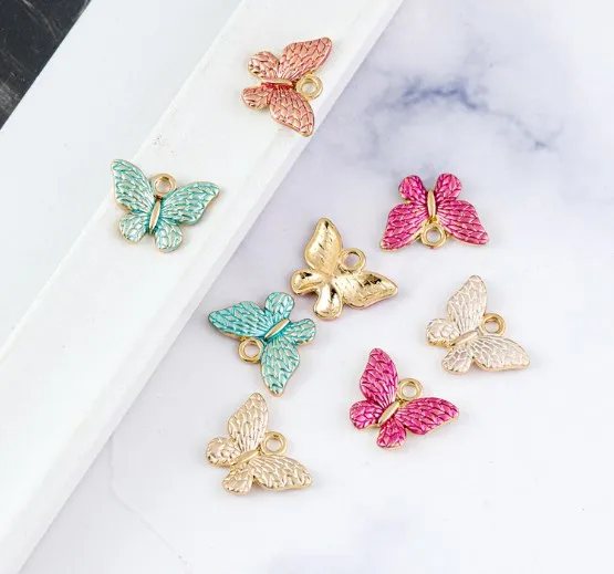 10 шт./лот подвески из сплава с капающим маслом в виде бабочки для рукоделия