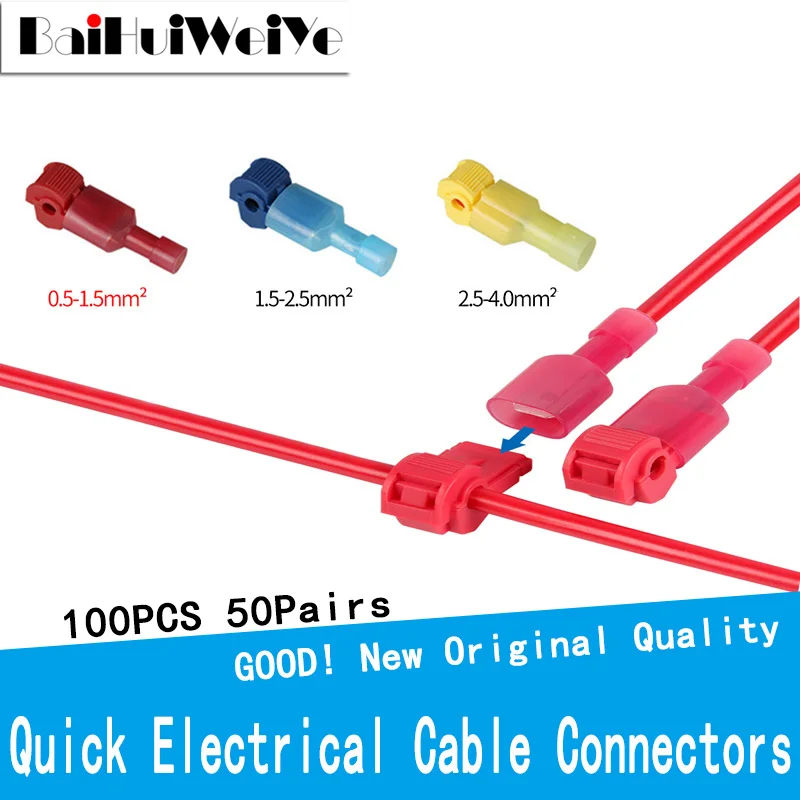 

100PCS 50Set Quick Electrical Cable Connectors Snap Splice Lock Wire Terminal Crimp Wire Connector Waterproof Electric Connector