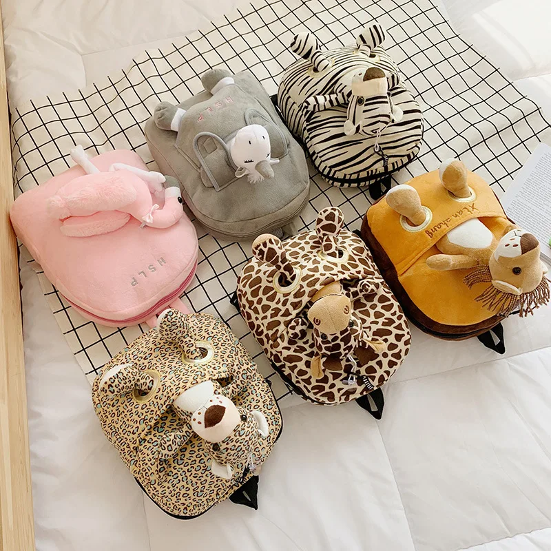 

2019 New Style Men and Women Children Backpack Anti Lost CHILDREN'S School Bags Furry Animal Cartoon-Style Backpack