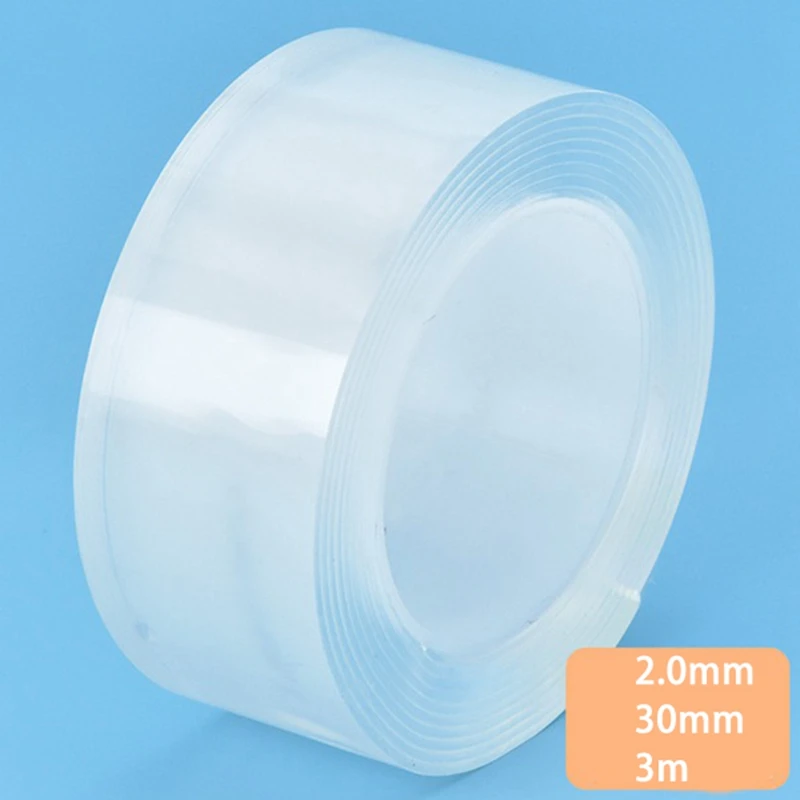 

Double-Sided Tape 2.0mm x 30mm Transparent and Non-Marking Waterproof Tape Glue Transparent Can Be Washed