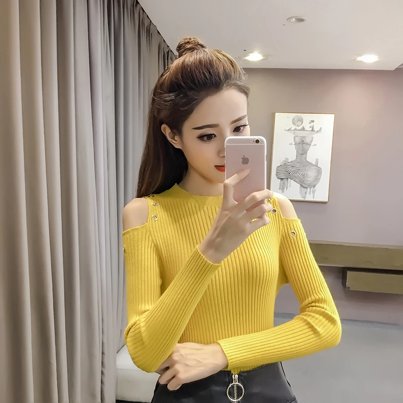 COIGARSAM Повседневная полосатая блузка женская новая весенняя Вязаная блуза с