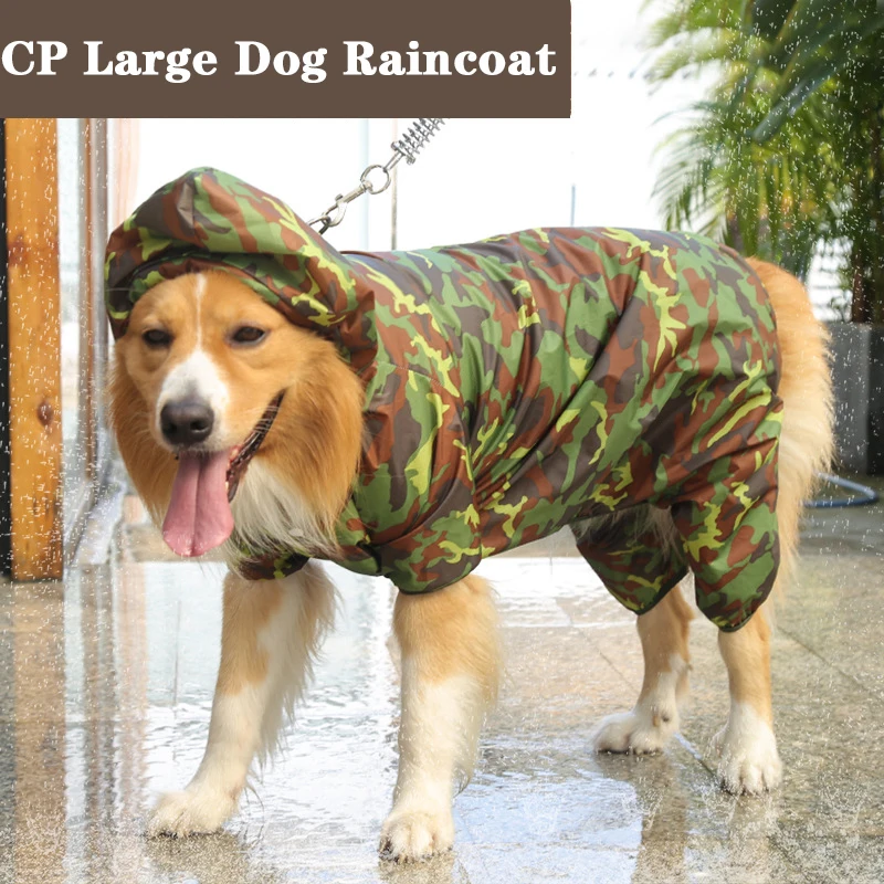 

Camouflage Dog Raincoat Waterproof Pet Clothes Hooded Rainwear for Large Dogs Golden Retriever Pet Rain Jacket Coat Pet Supplies