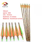 6 шт. 30-дюймовый стержень 300 алюминиевая стрела, сменный наконечник стрелы, камуфляжные алюминиевые стрелы вала для сложного лука 30-80 фунтов или длинного лука