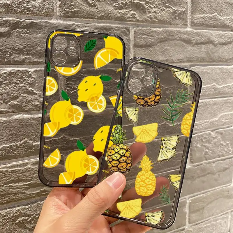 

Lemon pineapple strawberry fruit Phone Case Transparent for iPhone 7 8 11 12 se 2020 mini pro X XS XR MAX Plus