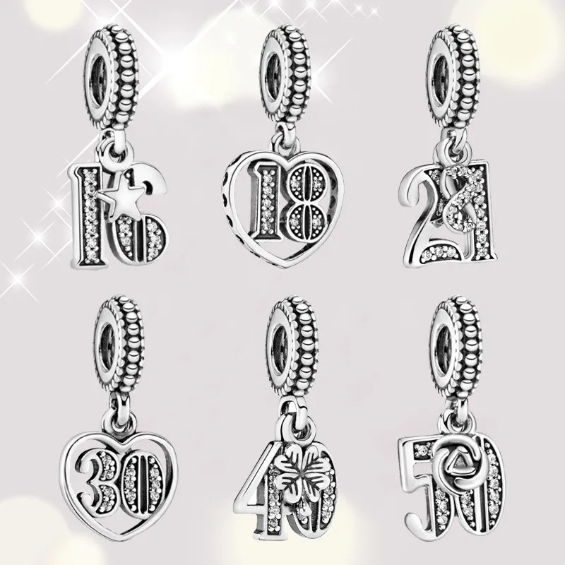 

Real 925 Sterling Silver Charm Anniversary Birthday Holiday Commemoration Pendant Fit Original Pandora Bracelets For Women Gift