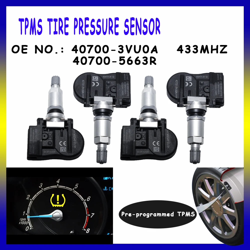 Датчик давления в шинах для LADA TPMS Granta Vesta/Cross/SW Nissan Rogue NOTE QASHQAI X-TRAIL Renault KOLEOS 407003VU0A 433