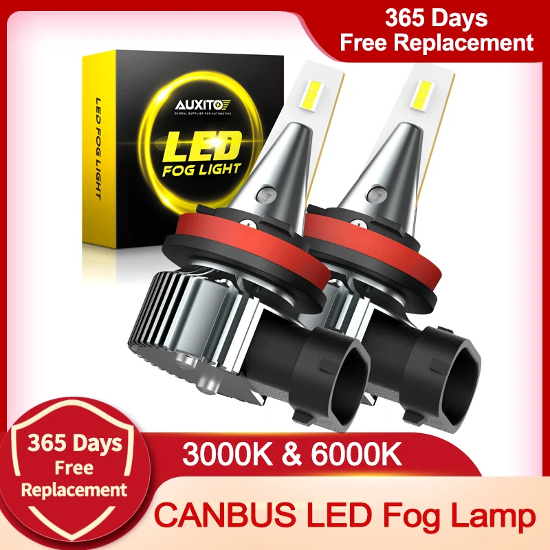 

AUXITO 2x H8 H11 H9 Led H16 JP Fog Lights Bulb CSP 2000LM 3000K 6500K H10 White Car Driving Running Lamp Auto Leds Light 12V 24V