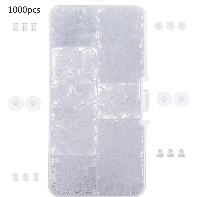 1000 штук все стили прозрачные серьги резиновая серьга безопасные задние