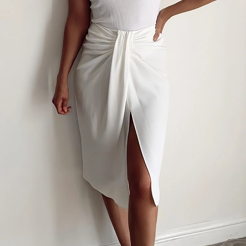 

Элегантная Однотонная юбка трапециевидной формы, женская модная короткая юбка с высокой талией, облегающая пикантная юбка для ночного клуб...